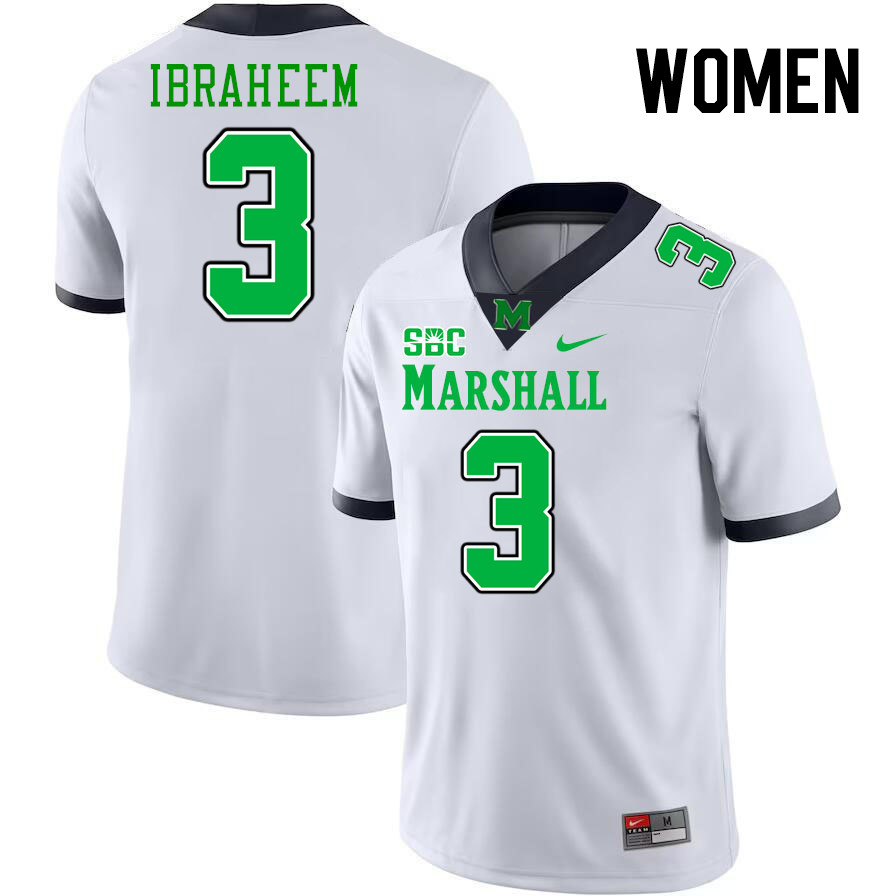 Women #3 Ishmael Ibraheem Marshall Thundering Herd SBC Conference College Football Jerseys Stitched-